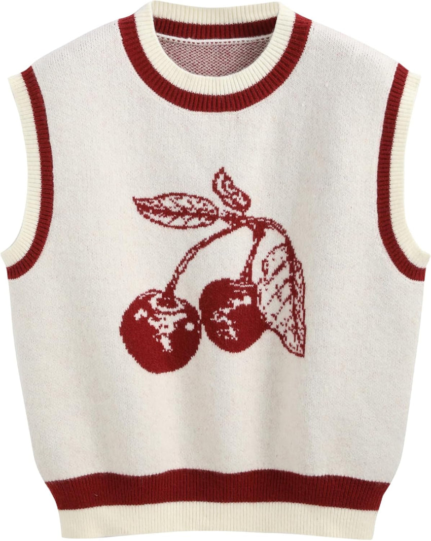 CIDER Women’s Sweater Vest Knit Sleeveless Pear Cute Graphic Sweater Vest Tank Top Fall Outfits