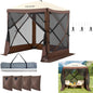 VEVOR 12 * 12ft 6 Sided Pop-up Canopy Shelter Tent with Mesh Windows, Portable Carry Bag, Stakes, Large Shade Tents for Outdoor Camping, Lawn and Backyard, Brown/Beige