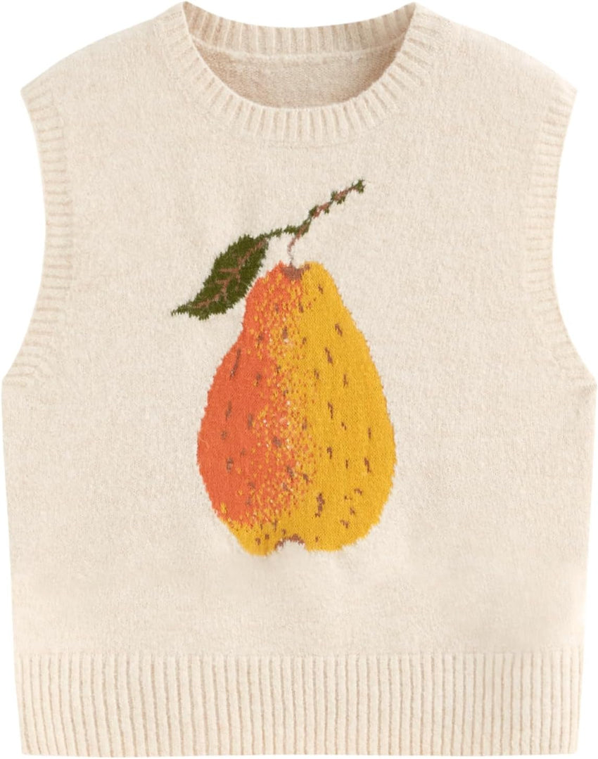 CIDER Women’s Sweater Vest Knit Sleeveless Pear Cute Graphic Sweater Vest Tank Top Fall Outfits