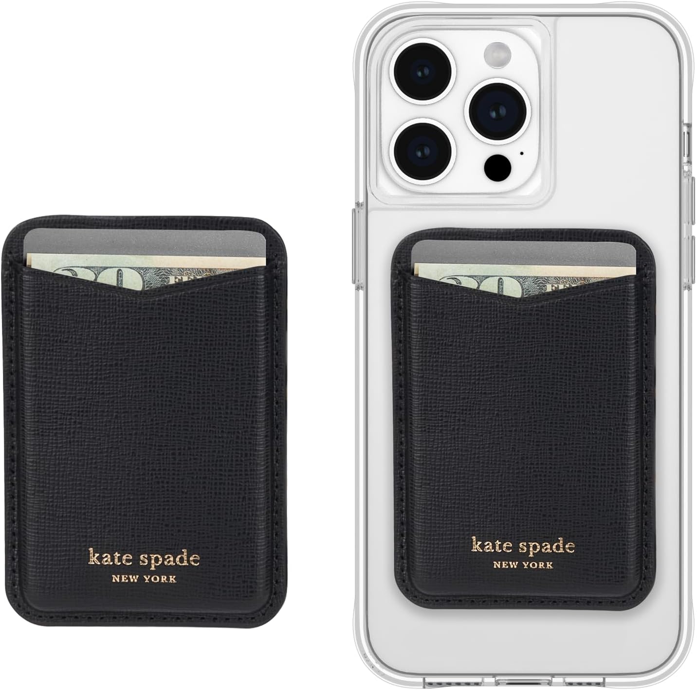 kate spade new york Morgan Magnetic Phone Wallet/Card Holder - Compatible with MagSafe Phones and Cases - Chalk Pink