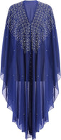 OBEEII Muslim Dress for Women Loose Batwing Sleeved Hooded Beaded Embroidery Long Abaya Dress Kaftan Abayas Islamic Robe