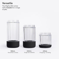 Beast Mighty 850 Plus | Premium Compact Personal Blender | Smoothies, Shakes, Dressings, Sauces | Blends Ice and Frozen Fruit | New XL Vessel | Extra Vessels, Lids and Straws | 850W (Carbon Black)