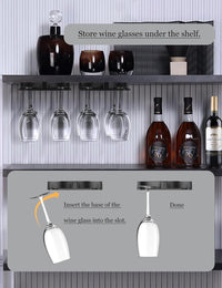 NOTMBESTM Wine Glass Holder Under Cabinet, Wine Glass Rack Fit for Storing wine glasses Under Shelf, Table, Desk, Bar Counter, Stemware Rack Fixed by Screw or Adhesive (Black)