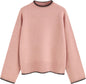 CIDER Womens Sweater Long Sleeve Split Hem Color Block Crew Neck Tops Fall Outfits