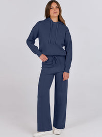 ANRABESS Women 2 Piece Outfits Sweater Sets Loose Long Sleeve Hoodies Knit Pullover Wide Leg Pants 2025 Fall Lounge Sweatsuit