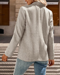 Tweed Blazer Jacket for Women 2023 New Falll Winter Fashion Clothes Casual Work Jacket with Pocket