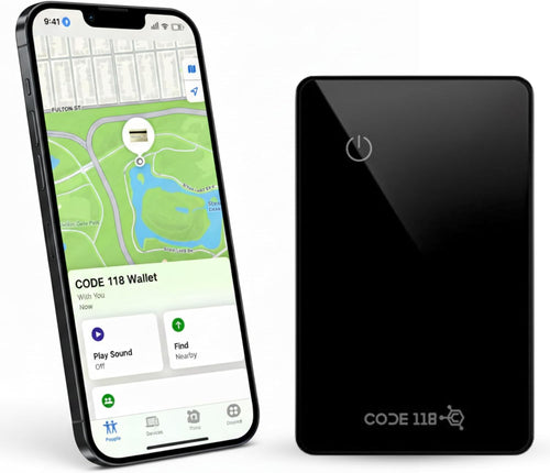 CODE 118 Slim Wallet Tracker Card for Android – Credit Card Size Bluetooth Tracking Device – Ultra Thin Aluminum & Tempered Glass – Ring Feature – Long Battery Life