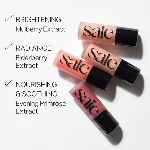 Saie Dew Liquid Blush for Cheeks - Hydrating Cream Blush Stick with a Blendable + Buildable Formula - Skincare Infused Dewy Cheek Tint for a Natural Flush - Glowy Makeup Essential - Rosy (.40 oz)