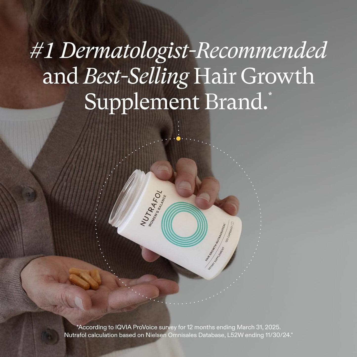 Nutrafol Women's Balance Hair Growth Supplements, Ages 45 and Up, Clinically Proven for Visibly Thicker Hair and Scalp Coverage, Dermatologist Recommended - 1 Month Supply