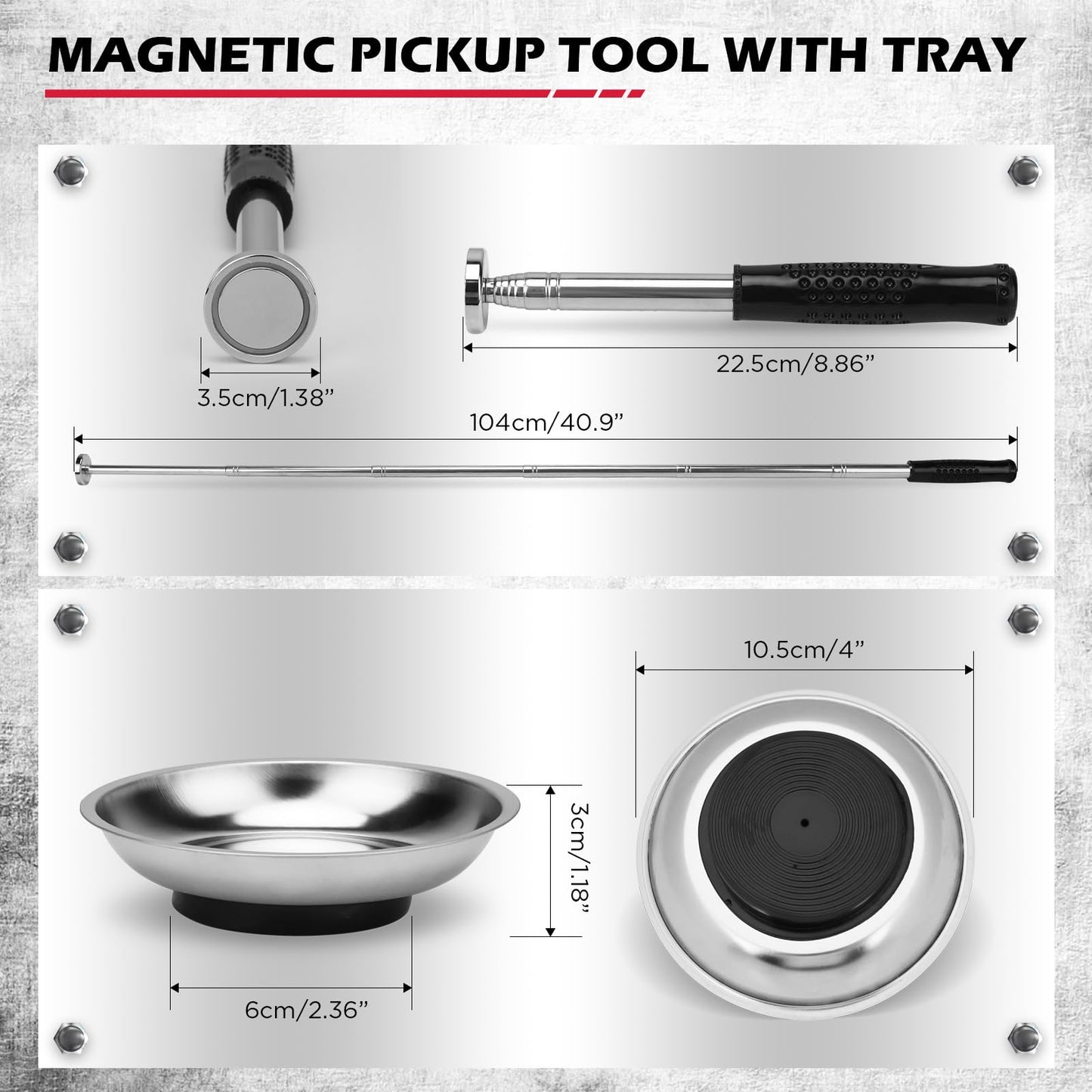 Magnet Sweeper Magnetic Nail Roller: 17-Inch Heavy Duty Magnet Nail Pickup Rolling Tool with Telescoping Adjustable Handle 8.8-Pound Capacity Ideal for Workshop Garage Yard Construction Cleanup