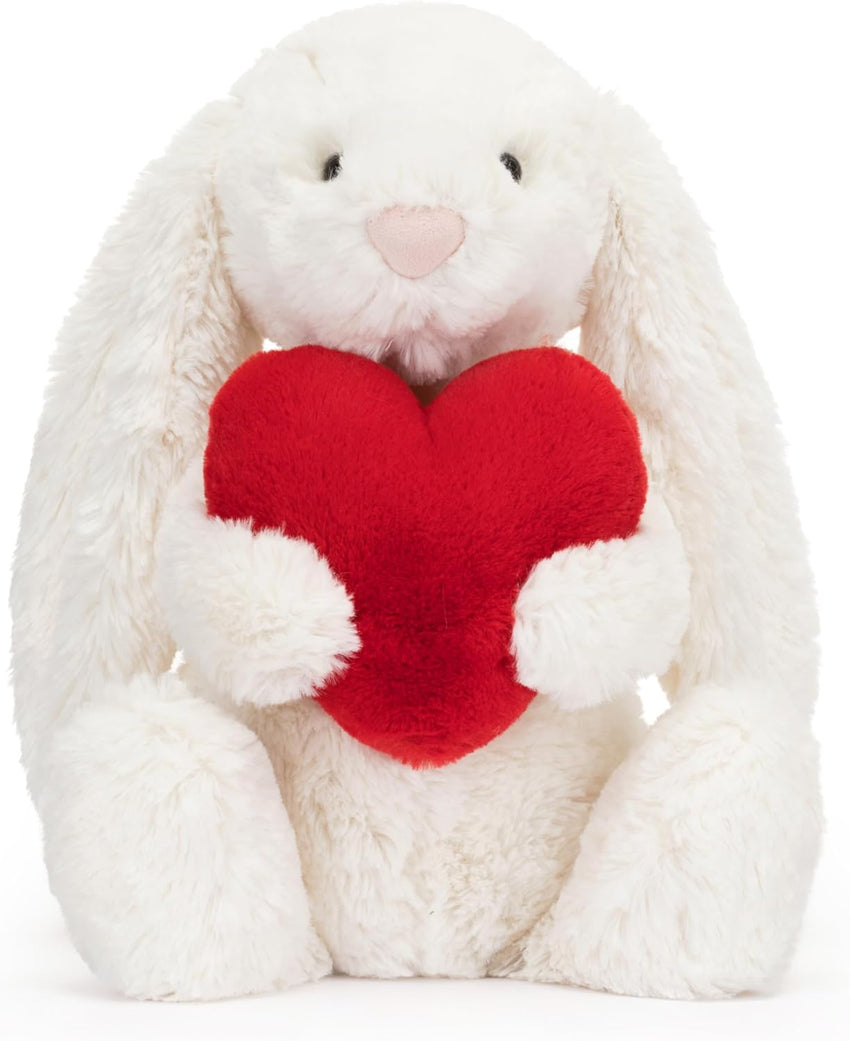 Jellycat Bashful Red Love Heart Bunny Stuffed Animal Plush Toy, Medium 12 inches