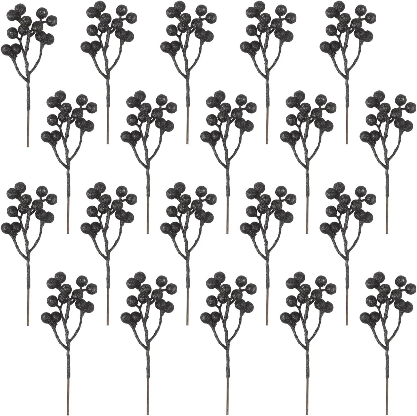 Fangoo 20 Pack 7 Inch Artificial Red Berry Picks for Christmas Tree Burgundy Red Berries Stems Holly Berry Branches Ornaments Wreath Crafts Wedding Holiday Season Winter Home Decor