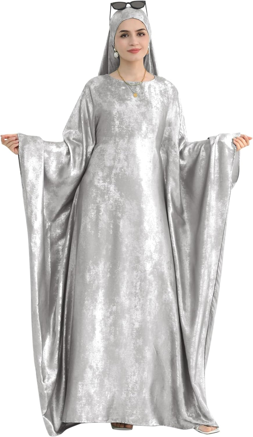 Luxury Dubai Style Abaya and Hijab Set, Breathable Modest Prayer Dress with Belt Loose Fit Muslim Robe