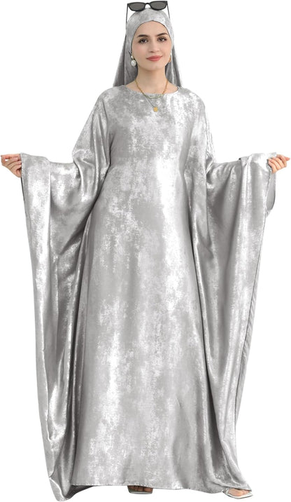 Luxury Dubai Style Abaya and Hijab Set, Breathable Modest Prayer Dress with Belt Loose Fit Muslim Robe