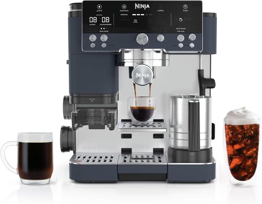 Ninja Luxe Café 3-in-1 Espresso, Drip Coffee and Cold Brew Machine | Intergrated Coffee Grinder, Milk Frother, Assisted Tamper & Built-In Espresso Accessory Storage | Stainless Steel | ES601