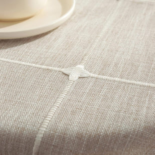 Square Lattice Small Tablecloth Cotton Linen Light Brown Dust-Proof Washable Boho Embroidery Table Cover Rustic Table Cloth for Coffee Party Kitchen Dining Tabletop Decoration 36 x 36 Inch