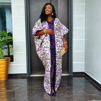 HD Women's Sequin African Bubu Dress Front Slit Stylish Plus Size Gown