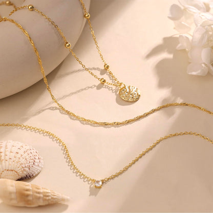 Layered Necklaces for Women, Dainty 14K Gold Plated Circle Peadant Chain Necklace Set Simple Paperclip Stacked Necklaces for Women Trendy Gold Jewelry