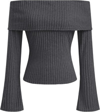 CIDER Off The Shoulder Tops for Women Long Sleeve Going Out Y2K Tops Knit Pullover Fall Outfits Trendy 2025