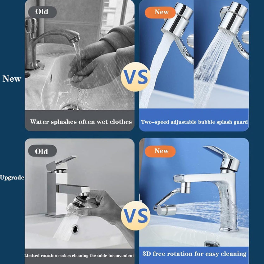 Universal Sink Faucet 1440° Rotatable Faucet Aerator Extension, U Shaped Faucet Extender, 360° Rotating Faucet Extender for Bathroom Sink/Kitchen, Sink Faucet Extender, 2 Modes Adjustable(Silver)