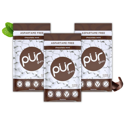 PUR Gum | Aspartame Free Chewing Gum | 100% Xylitol | Natural Spearmint Flavored Gum, 55 Pieces (Pack of 3)