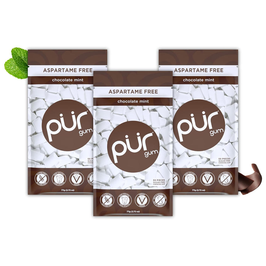 PUR Gum | Aspartame Free Chewing Gum | 100% Xylitol | Natural Spearmint Flavored Gum, 55 Pieces (Pack of 3)