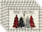 Artoid Mode Waterclor Buffalo Plaid Christmas Trees Placemats Set of 4, 12x18 Inch Winter Table Mats for Outdoor Home Party Kitchen Dining Decor