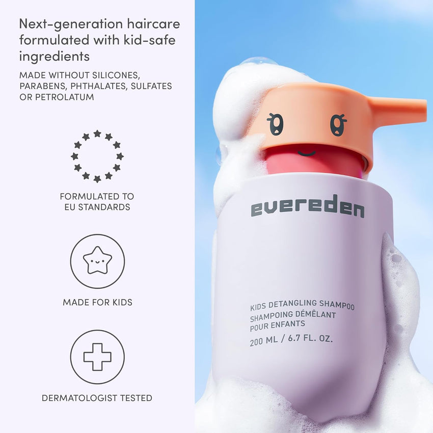 Evereden Kids Shampoo | Detangling Shampoo for Girls with Curly or Straight Hair | Clean, Non-Toxic, and Gentle Haircare | Sulfate-Free, Hypoallergenic, Safe for Daily Use | 6.7 fl oz