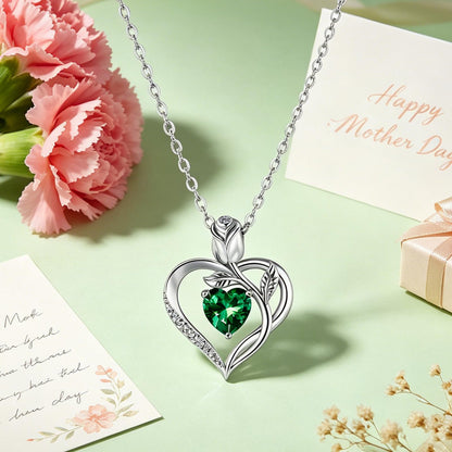 Women's Heart Pendant Necklace – 1.2CT Moissanite or Lab-Grown Sapphire, Ruby & Emerald