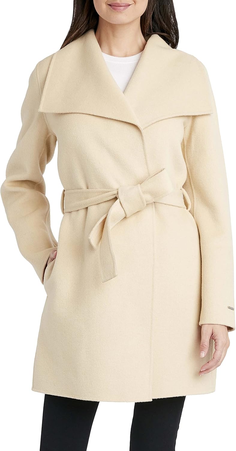 Tahari Women's Peacoat Wool Blend Lapel Collar Trench Coat