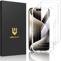 UNBREAKcable 3-Pack Screen Protector for iPhone 16 Pro, Double Shatterproof Tempered Glass [Easy Installation Frame] [9H Hardness] [99.99% HD Clear] [Case Friendly] for iPhone 6.3 inch