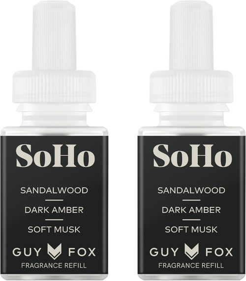 Pura & Guy Fox Home Scent Refill - Smart Air Diffuser - Up to 120-Hours of Luxury Fragrance per Refill - Home Essential - Clean & Safe Diffuser Fragrance - 2 Pack, SoHo