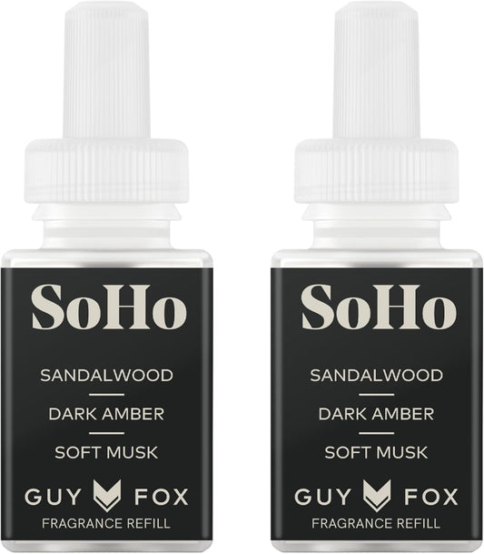 Pura & Guy Fox Home Scent Refill - Smart Air Diffuser - Up to 120-Hours of Luxury Fragrance per Refill - Home Essential - Clean & Safe Diffuser Fragrance - 2 Pack, SoHo
