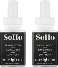 Pura & Guy Fox Home Scent Refill - Smart Air Diffuser - Up to 120-Hours of Luxury Fragrance per Refill - Home Essential - Clean & Safe Diffuser Fragrance - 2 Pack, SoHo