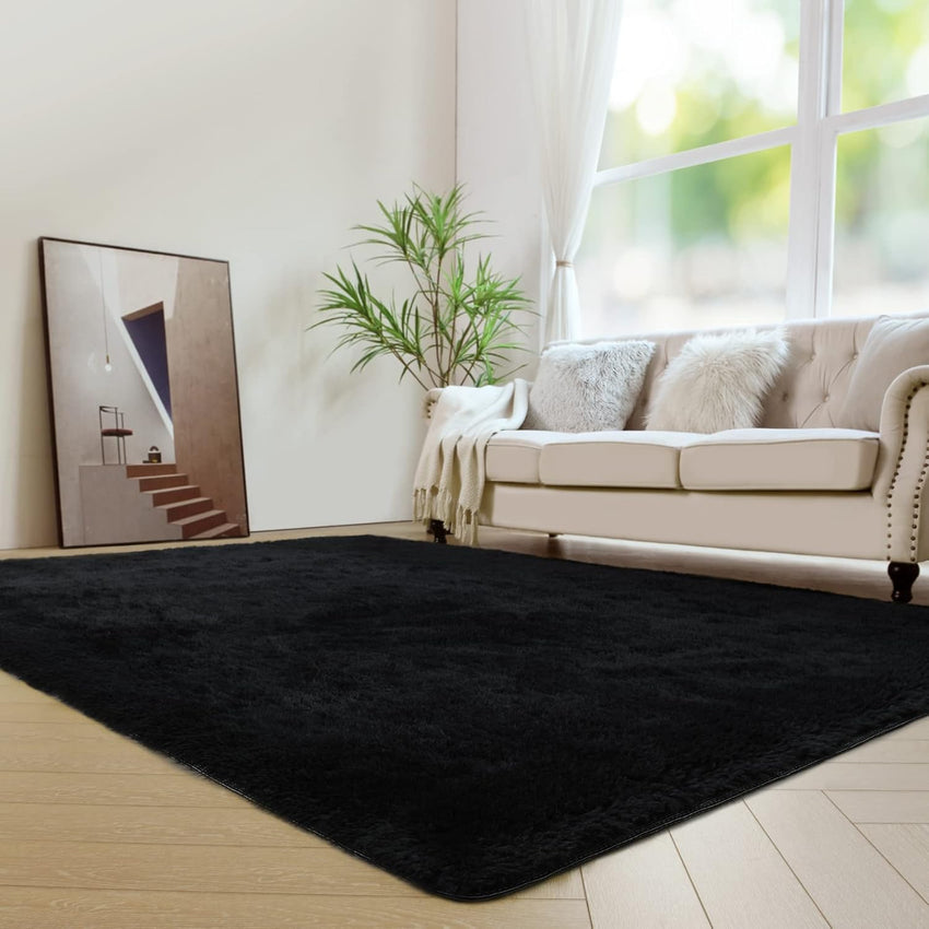 duduta Navy Blue Fluffy Plush Runner Rugs 2x6 ft Tie Dye Rectangle Shag Rug for Bedroom Dorm Living Room Kids Room, Machine Washable Anti-Slip