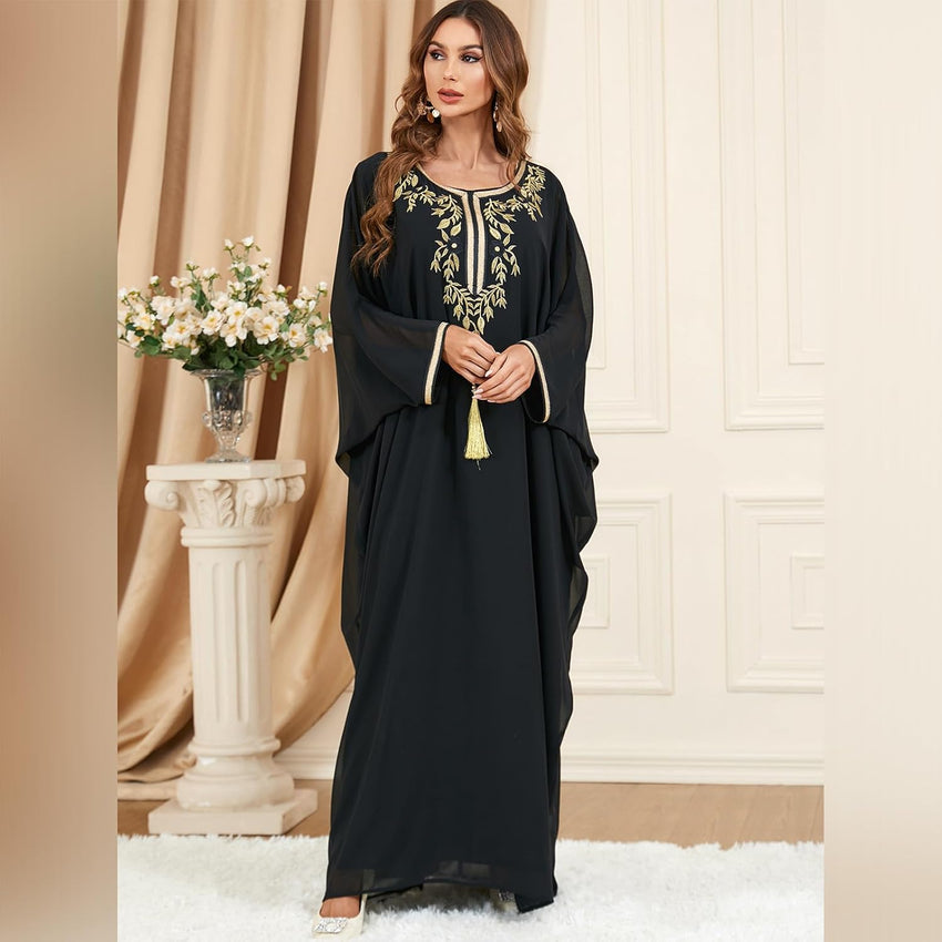 Embroidered Abaya Kaftans for Women Modern Elegant Dubai Moroccan Dubai Kaftan Dresses Abaya for Women Muslim Dress