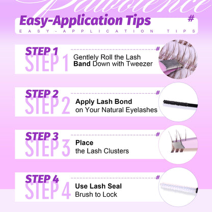 Pawotence Lash Extension Kit DIY 280pcs Lash Clusters Eyelash Extension Kit, 9-16mm 30D 40D Individual Lashes Kit with Lash Bond and Seal, Lash Tweezers for Self Use (30D&40D, 0.07D, 9-16mm, Kit)