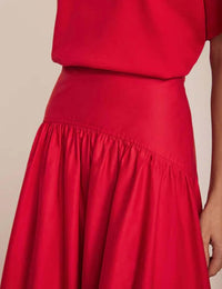 Bozanly Summer Two Piece Outfits Skirts Set for Women Crewneck Short Sleeve Tee and Midi Skirt Sets Dresses