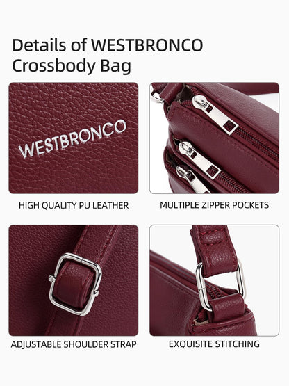 WESTBRONCO Crossbody Bags for Women, Medium Size Shoulder Handbags, Satchel Purse with Multi Zipper Pocket