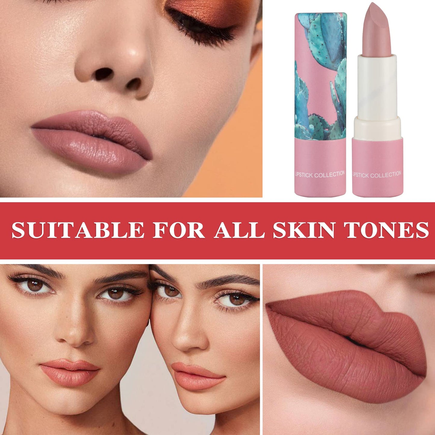 4 Pack Aloe Vera Lipstick,Long Wear Nourishing Lip stick,Waterproof Moisturizing Color Changing Lip Balm Lipstick,Lip Gloss,Magic Temp Color Change Matte Lip Gloss Makeup