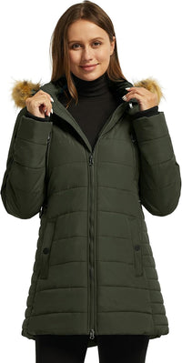 wantdo Women's Warm Winter Coat Heavy Puffer Jacket Parka with Fur Trimmed Hood
