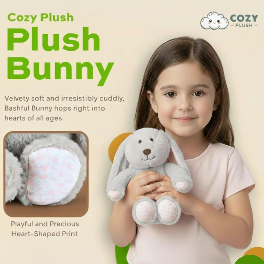 Stuffed Bunny Plush 7 Inch (Gray) - Easter Bunny Stuffed Animal - Adorable & Cuddly Rabbit Toy - Soft and Cute Plushies - First Easter Children's Gifts - Rabbit Toys for Kids