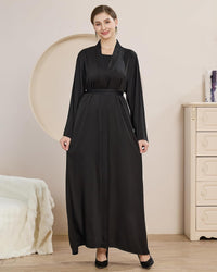 2PCS Muslim Abaya Women Islamic Dress with Belted Prayer Covered Eid Clothes