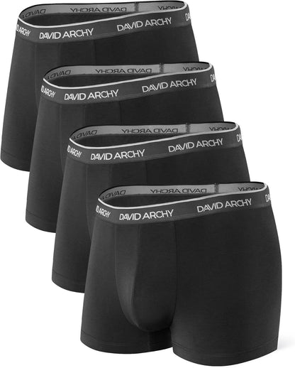 DAVID ARCHY Mens Trunks Underwear Soft Breathable Rayon Made from Bamboo Trunk No Fly Pouch