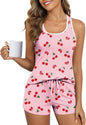 Ekouaer Womens Tank Top Pajama Set Comfy Sleeveless Sleepwear Racerback Cami and Shorts Pjs 2 Piece Summer Loungewear