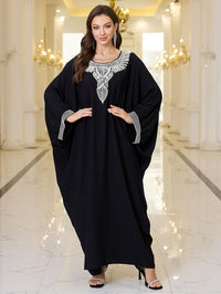 RanRui Women's Embroidered Kaftan Dresses Beach Blouse Cotton Gold Embroidery Holiday Robe Plus Size Caftans Kaftan Dress