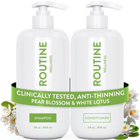Routine Wellness Anti-Thinning Shampoo and Conditioner Set for Thinning Hair - Biotin DHT Blocker Women & Men - Color Safe Shampoo for Hair Loss & Healthier Hair - Rose Hips (Pack of 2)