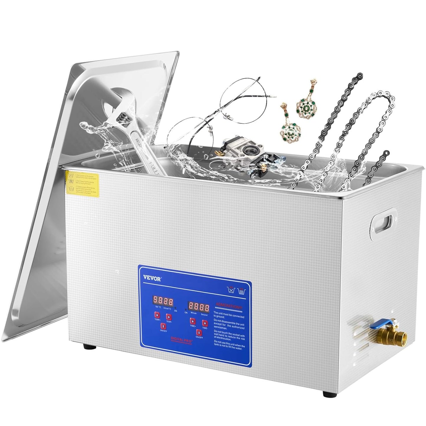 VEVOR Commercial Ultrasonic Cleaner 6L Professional Ultrasonic Cleaner 40kHz with Digital Timer&Heater 110V Excellent Cleaning Machine for Watch Instruments Industrial Parts Excellent Cleaner Solution