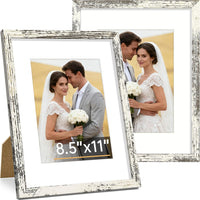 Vittanly 8x10 Picture Frame Set of 2, Solid Wood Frame for Wall or Tabletop, Display Photo 5x7 with Mat or 8x10 without Mat, Natural