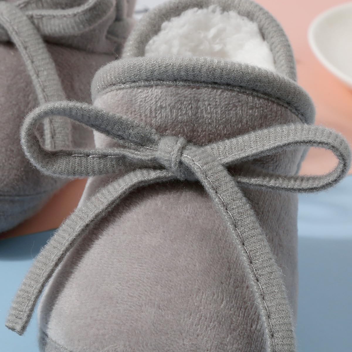 Baby Booties Newborn Fleece First Walking Shoes Non-Slip Sole Slippers Cozy Warm Booties for Infant Toddler Boys Girls